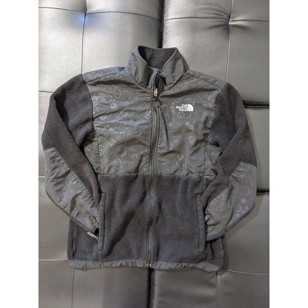 North‎ Face Flowers Polartec Jacket Girls Black Full Zip Fleece Long Sleeve XL